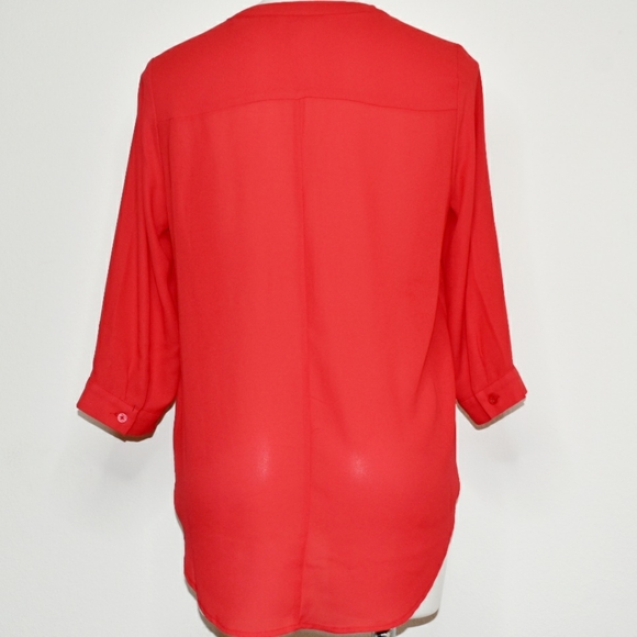 Dana Buchman Women V-Neck  Red Blouse Size M - Picture 3 of 9